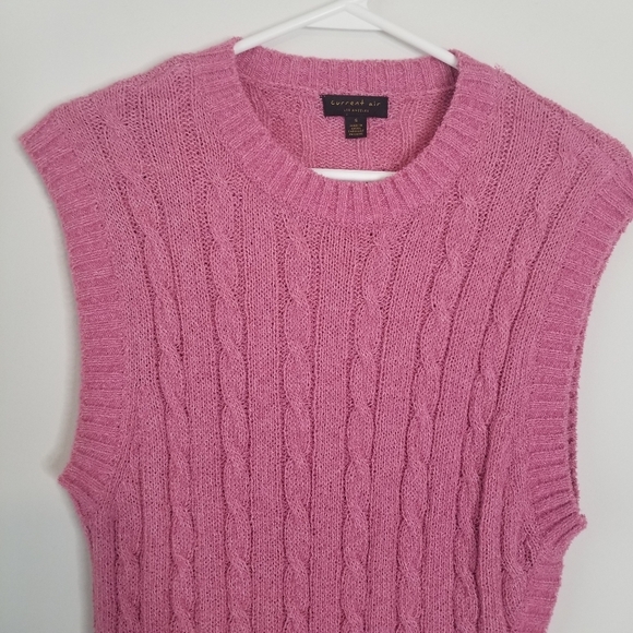 Anthropologie Current Air Pink Angeline Cable Knit Sleeveless Sweater Vest  S - Picture 7 of 10